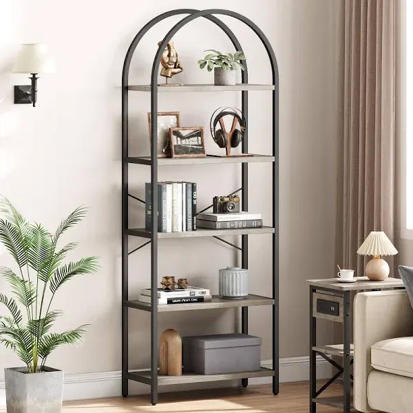 IDEALHOUSE 5 Tier Arched Bookshelf Display Racks Tall Standing Bookshelves