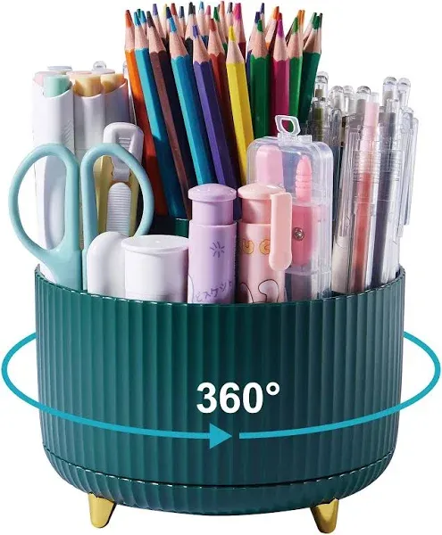 Orlador Desk Pencil Pen Holder 5 Slots 360 Degree Rotating Pencil Pen Desk Desktop Organizer Cute Pen