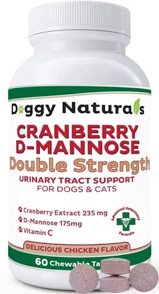 Cranberry D-Mannose for Dogs and Cats Urinary Tract Infection Support Prevents and Eliminates Uti, Bladder Infection Kidney Support, Antioxidant