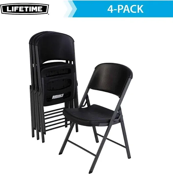 80187 Commercial Grade Folding Chair, 4 Pack, Black