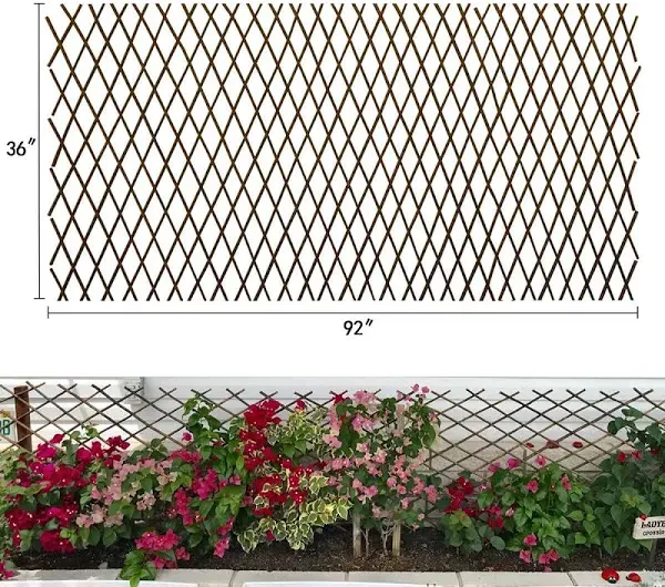 LANDGARDEN Expandable Garden Trellis Plant Support Willow Lattice Fence Panel for Climbing Plants Vine Ivy Rose Cucumbers Clematis 36x92 in