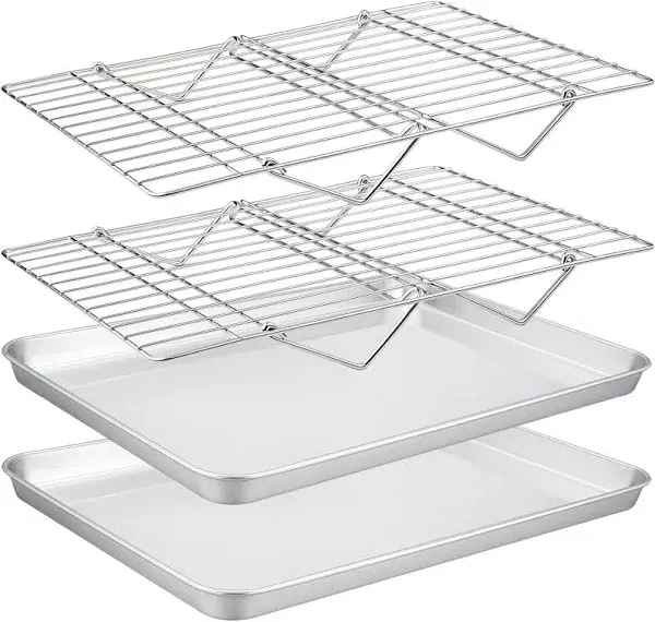 Baking Sheet With Rack Set 2 Sheets + 2 Racks Stainless Steel Cookie Half Shee