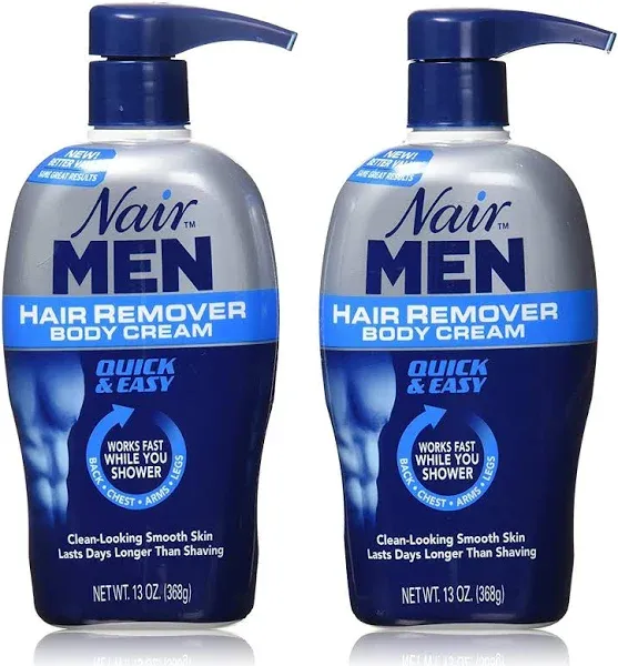 Nair Men Hair Remover Body Cream, Smooth Skin for Days, Coarse Hair Removal, 12