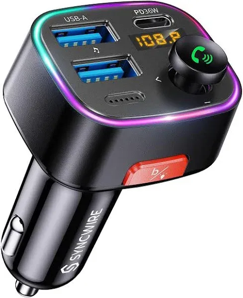 Syncwire Bluetooth 5.3 FM Transmitter Car Adapter 48W