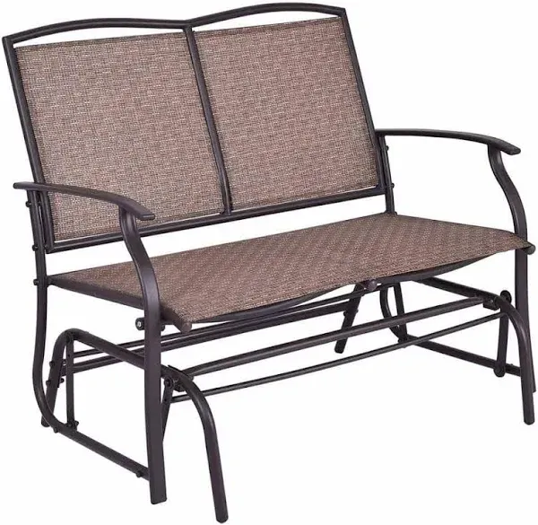 Outdoor Glider Bench 2-Person Porch Loveseat Metal Frame Patio Rocking