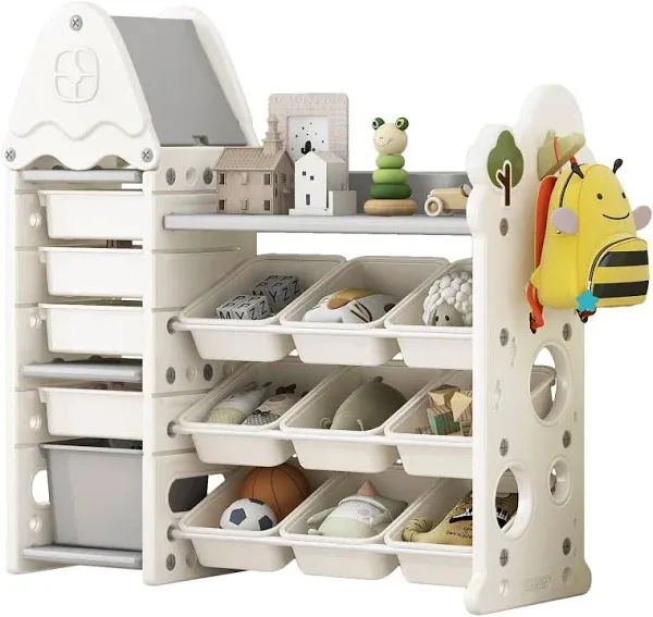 Merax Toy Storage Organizer with Kids Bookshelf