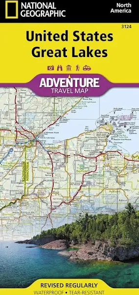 United States Great Lakes, Adventure Travel Map : Revised Regularly, Waterproof, Tear-resistant : North America