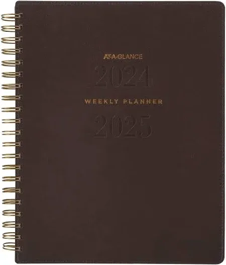 AT-A-GLANCE Signature Collection Academic 2024-2025 Weekly Monthly Planner Brown