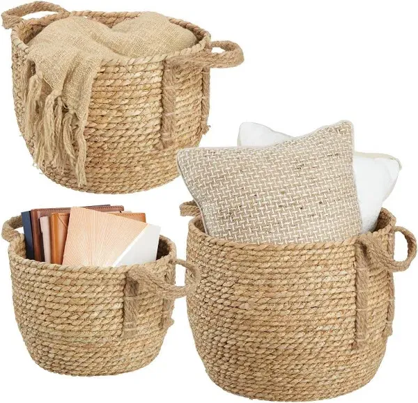 mDesign Woven Seagrass Braided Home Storage Basket Bin Set of 3