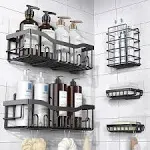 ffortless Organization: 5-Pack Adhesive Shower Shelves - No-Drill Bathroom &amp; Kit