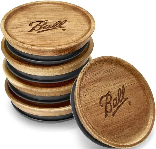  Jar Wooden Storage Lids (Pack of 5) Acacia Wood