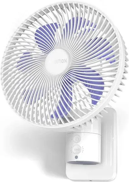 8” Small Wall Mount Fan with Remote Control, 90°Oscillating<wbr/>, 4 Speeds, Timer, In