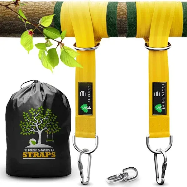 Safe Tree Swing Hanging Kit (Set of 2) - 10ft Long Straps with Two Alloy Cara...