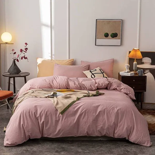 Janlive Washed Cotton Duvet Cover Set