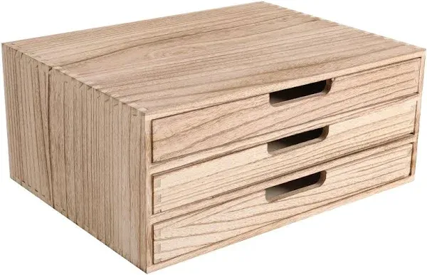 Wooden Desk Organizer with Drawers Rustic 3 Tier Desktop Storage Box Vintage 