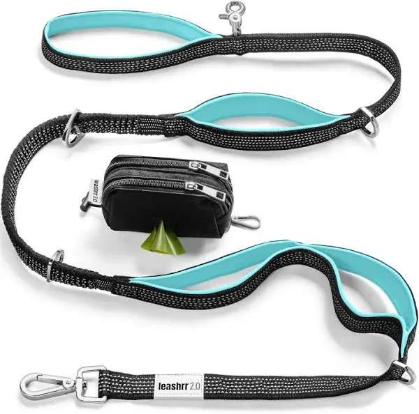 Pull Dog Leash Heavy Duty Bungee, 4 Padded Handles, Strong Clips Rings