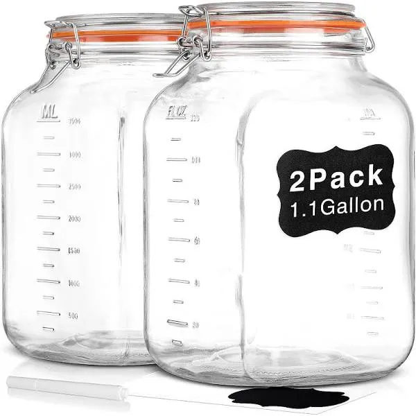 UPGRADE 2 Pack Square Super Wide Mouth Airtight Glass Square Jar 4210x2