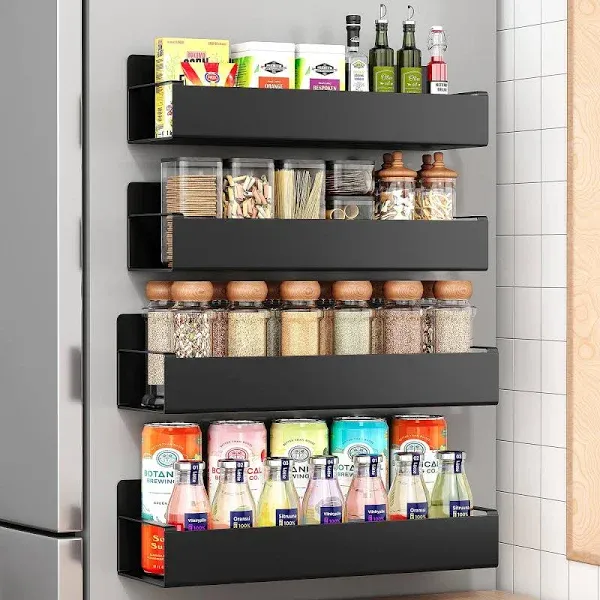 Vetacsion 4 Pack Moveable Fridge Magnetic Spice Racks