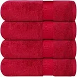 Infinitee Xclusives Premium Red Bath Towels - Pack of 4 - 27 x 54 Inches