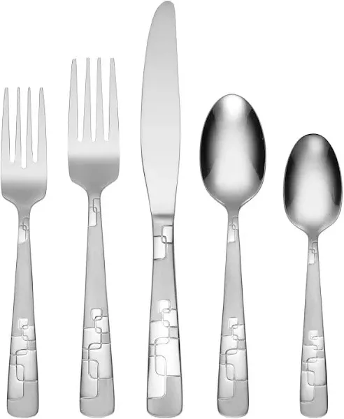 Oneida 20 Piece 18/0 Stainless Steel Flatware Set, Quadratic - Service for 4