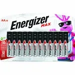 MAX AA Batteries 36 Pack Double A Alkaline Batteries Supplies Energizer Battery