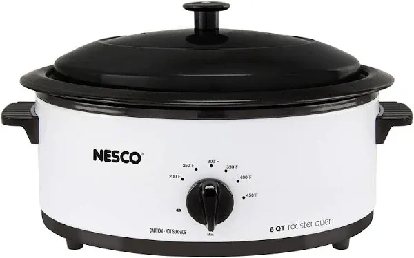 NESCO 4816-14 Ivory 6-Quart Roaster Oven, Ivory, Metal Lid