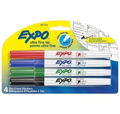 Expo Dry Erase White Board Marker Ultra Fine 4/Pk Ast Colors Office School Home