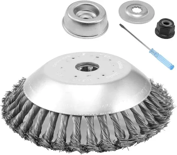 8 Inch Unbreakable Wired Trimmer Blade, Steel Wire Cutter Trimmer Head, Wire Rotary Brush Weed Trimmer Head, Weed Eater Head with Adapter Kit for Moss Grass Rust Removal