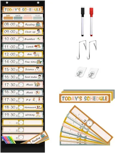 REGELETO 18+18 Pockets Boho Daily Schedule Pocket Chart