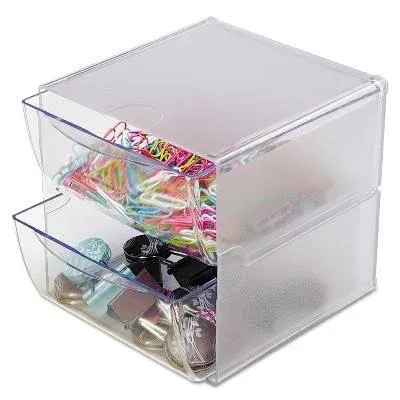 deflect-o 2 Drawer Cube Organizer, Clear Plastic, 6 x 6 x 7 7/25