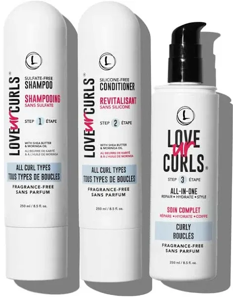 LUS Curly Hair Care Set - Fragrance-Free, Nourishing Shea & Moringa - 8.5oz Each