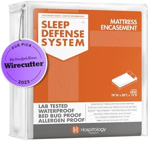 Hospitology Products Mattress Encasement Zippered Bed Bug Dust