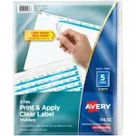 Avery Print and Apply Index Maker Clear Label Dividers 5 White Tabs Letter 5 Sets