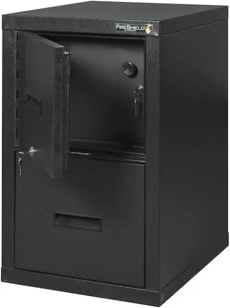 FireKing FireShield 22"D Vertical 1-Drawer File Cabinet and Safe, Metal, Black Stone