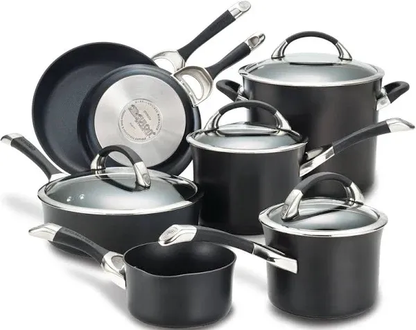 Nonstick Cookware Pots &amp;Pans Set Symmetry Hard Anodized 11-Piece Induction Black