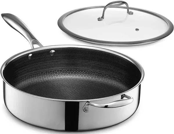 HexClad 5.5QT Hybrid Deep Sauté Pan with Lid