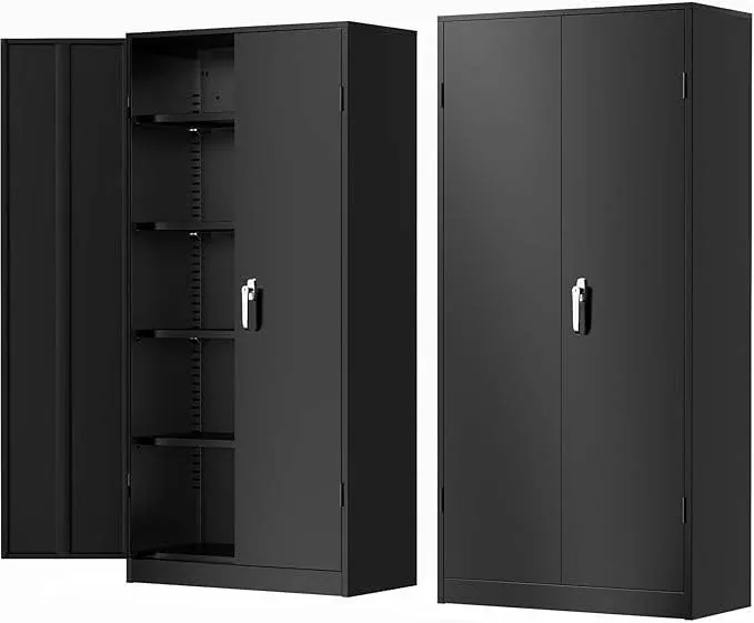 Greenvelly Metal Garage Storage Cabinet with Doors and 4 Adjustable Shelves,72”Steel Lockable File Cabinet, Metal Tool Cabinets, Locking Metal File