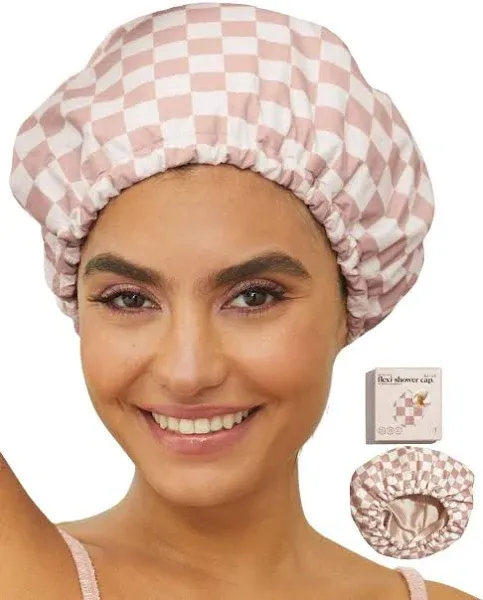 Kitsch Eco-friendly Satin-Lined Shower Cap Women No Slip &amp; Waterproof, FAST SHIP