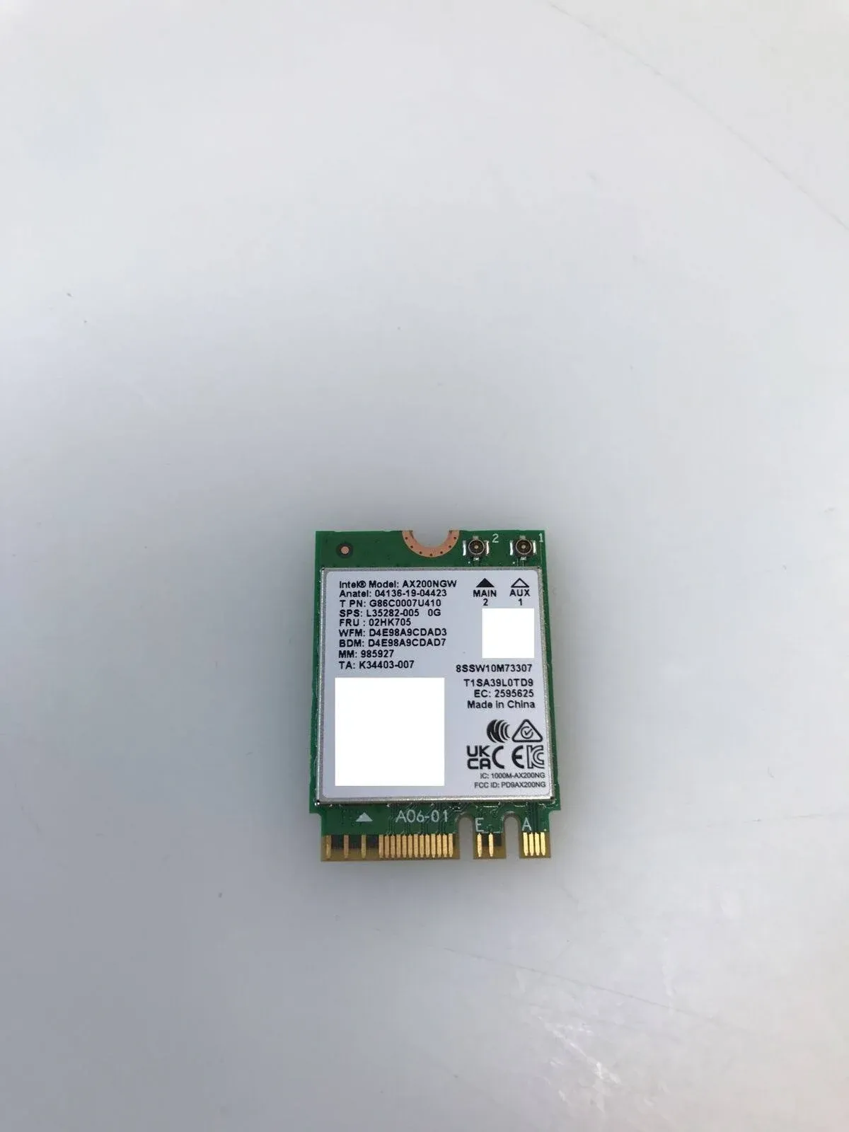 Intel AX200NGW Wi-Fi 6 NGFF M.2 802.11ax/ac Dual Band Bluetooth 5.2 Network Card