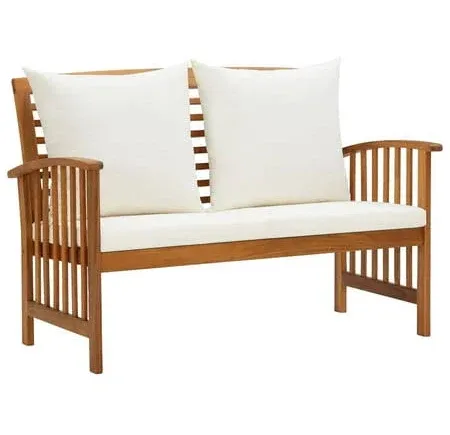 vidaXL Garden Bench with Cushions 46.9&#034; Solid Acacia Wood