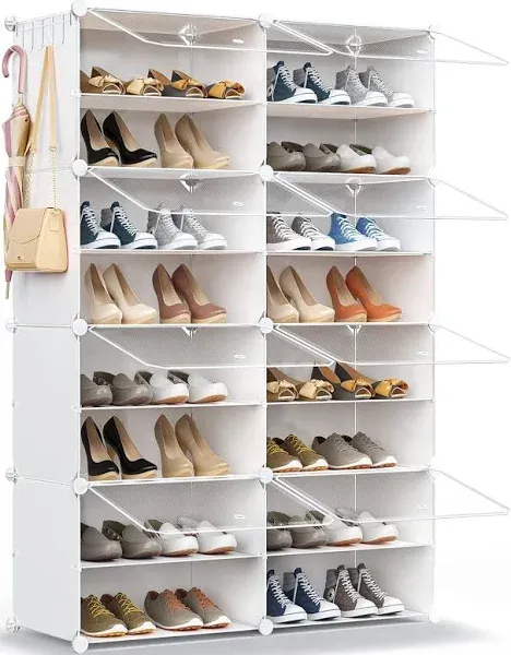 HOMICKER Shoe Rack Organizer, 32 Pair Shoe Storage Cabinet with Door Expandable, Bedroom