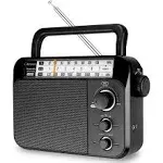 Retekess Tr604w Am FM NOAA Radio, Portable Emergency Weather Radios with Best Reception, AC or D Battery Powered, with Clear Dial and Large Knob, Suit