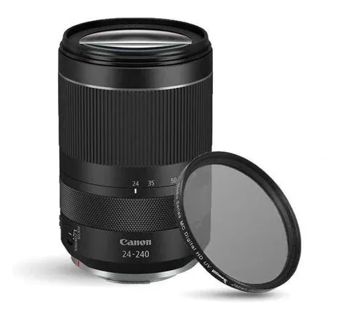 Canon RF 24-240mm f/4-6.3 is USM Lens (3684C002) + Filter Kit + Lens Pouch + Cap Keeper + Cleaning Kit + More (Renewed)