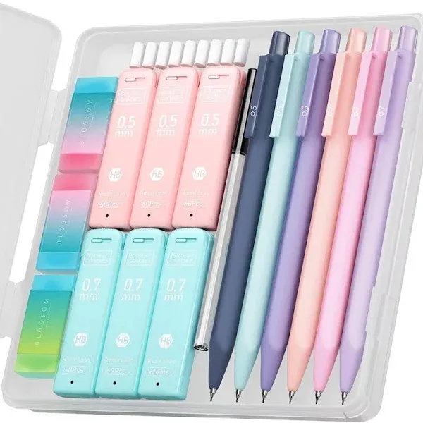 Cute Mechanical Pencil Set, 6PCS Pastel Mechanical Pencils 0.5 &amp; 0.7Mm with 360P