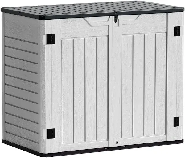 Greesum Outdoor Horizontal Resin Storage Sheds 34 Cu. ft. Weather Resistant Resin Tool Shed, Extra Large Capacity Weather Resistant Box for Bike, Garb