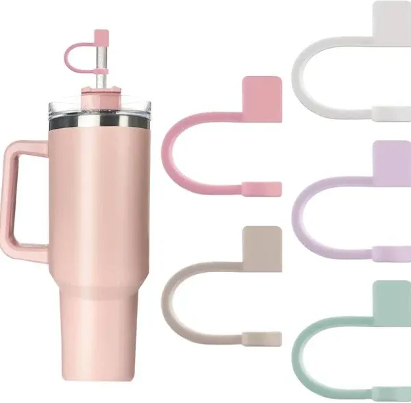 5-Pack Silicone Straw Covers Compatible with Stanley Cups - Dust-Proof Straw Caps for 40 oz Tumblers and Water Bottles