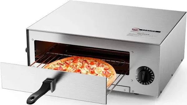 Electric Pizza Oven, Stainless Steel Pizza Baker With Auto Shut-off, Handle,