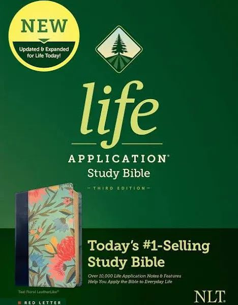 NLT Life Application Study Bible Second Edition Large Print LeatherLike Brown...