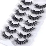 False Eyelashes Cat Eye Faux Mink Lashes Natural Look Fluffy Wispy Lashes That Look Like Extensions Pestañas Postizas D Curl Lash Strips Short Fox, 7 Pairs Pack