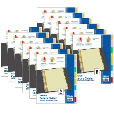 Bazic Products Canary Paper Dividers with Insertable Color Tabs